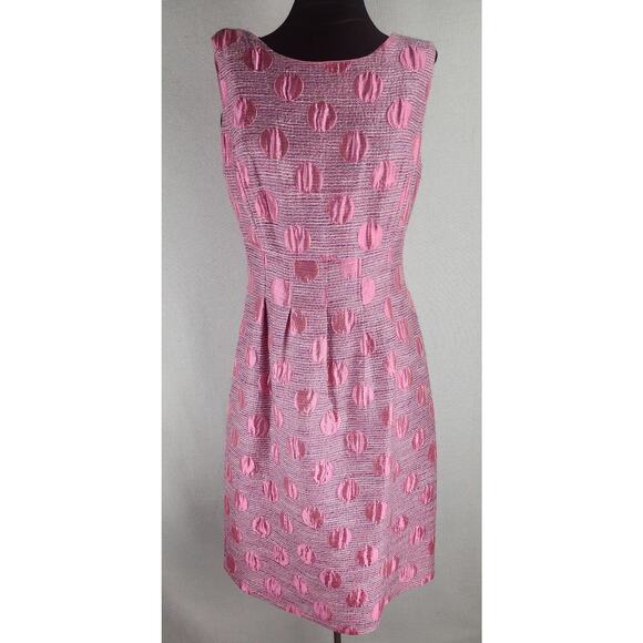 Per Se Dress Womens 8 Pink Polkadot Preppy Retroglam, Modern Royalty, Tweed - Picture 2 of 10